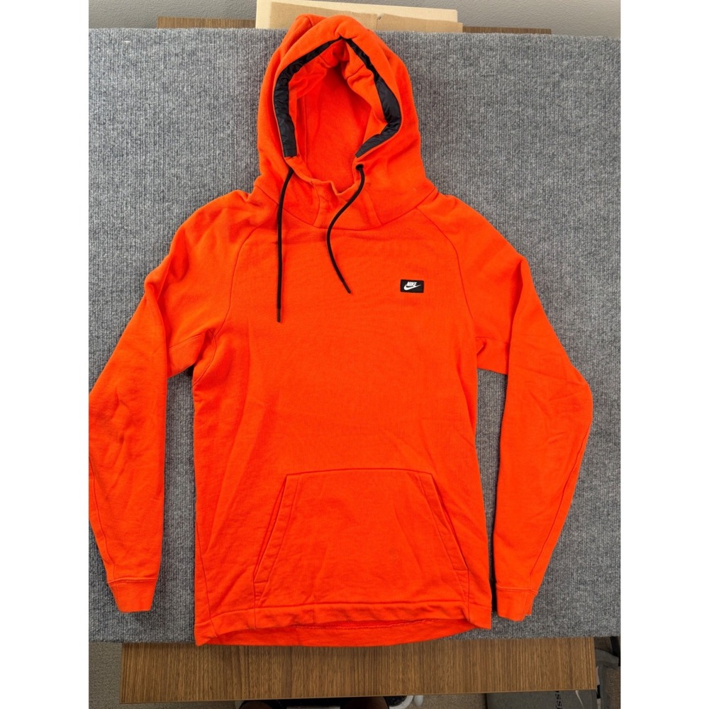Nike Mens Small Orange Cotton Blend Pullover Hoodie Sweatshirt Streetwear S